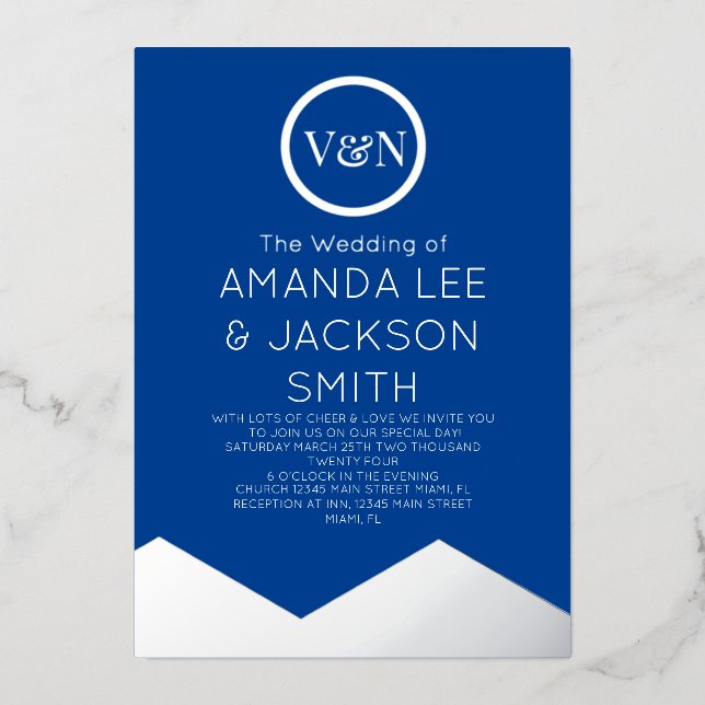 Invitation En Aluminium Mariage Sun Blue and White Mountain (Recto)