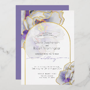 Invitation En Aluminium Mariage   Superbe Pivoine Violette