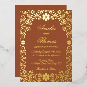 Invitation En Aluminium Mariage Terre Cuite Or Fiesta Mexicaine 