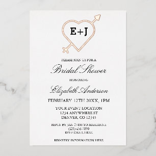 Invitation En Aluminium Mariage Thème Monogramme Cœur Et Flèche