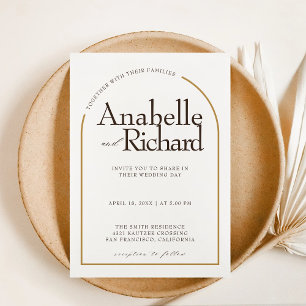 Invitation En Aluminium mariage traditionnel de luxe arqué en or véritable