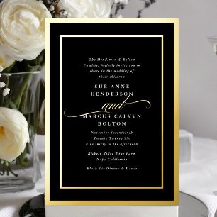 Invitation En Aluminium Mariage traditionnel de luxe avec cadre doré en ca