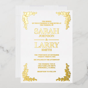 Invitation En Aluminium Mariage Traditionnel Ivy Elegant Or