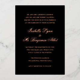 Invitation En Aluminium Mariage traditionnel noir élégant