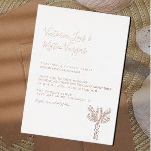 Invitation En Aluminium Mariage tropical simple à main tiré Palm Tree