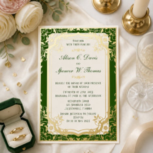 Invitation En Aluminium Mariage vert élégant