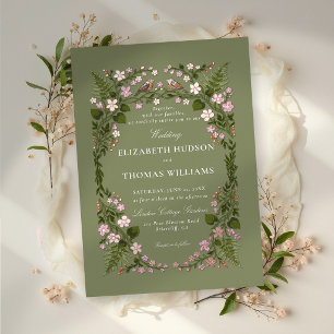 Invitation En Aluminium Mariage Vert Sauge Jardin Rose Or Fantaisiste