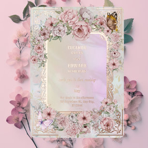 Invitation En Aluminium Mariage vintage Champagne Peony