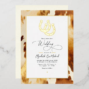 Invitation En Aluminium Mariage Western Rustique en Cuir de Vache