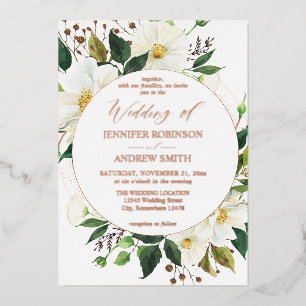 Invitation En Aluminium Mariage White Floral & Greenery 1