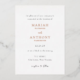Invitation En Aluminium Mariah Minimal Mariage élégant