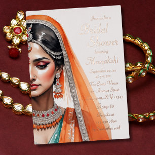 Invitation En Aluminium Mariée en lehenga choli, douche de mariage ethniqu