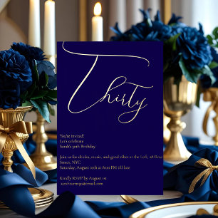Invitation En Aluminium Marine Blue & Gold Foil 30e anniversaire Invitatio