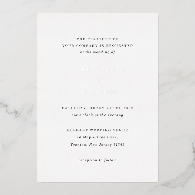 Invitation En Aluminium Marla Classic Mariage (Recto)