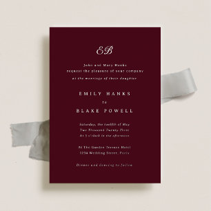 Invitation En Aluminium Marseille Elégant Mariage à huile Burgundy & Argen