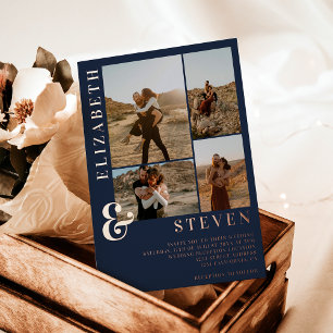 Invitation En Aluminium Matrice bleue marine 4 mariage de grille photo