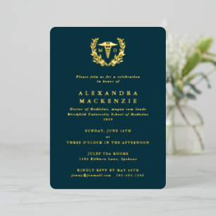 Invitation En Aluminium MD Caduceus Turquoise foncé + Laurel Wreath Gradua