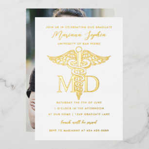 Invitation En Aluminium MD Docteur en médecine Diplôme d'or