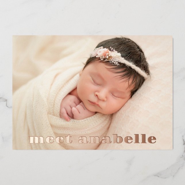 Invitation En Aluminium Meet Baby Photo Collage Rose Gold (Recto)