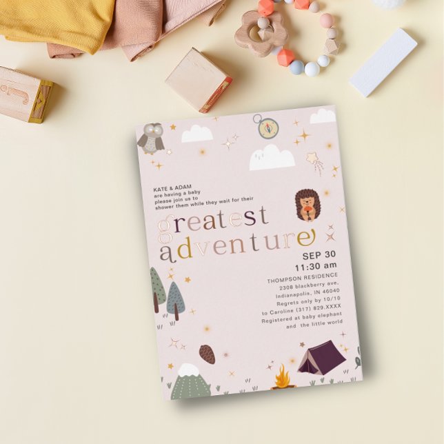 Invitation En Aluminium Meilleure Aventure fille Baby shower rose Rose or (Créateur téléchargé)