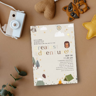 Invitation En Aluminium Meilleure Aventure Genre Neutre Baby shower Or