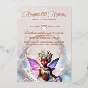 Invitation En Aluminium melanin d'or rose fée d'hiver whimsical portail