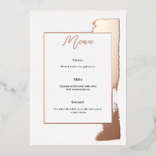 Invitation En Aluminium Menu de mariage moderne avec feuille peinte