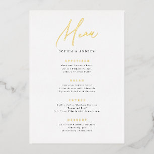 Invitation En Aluminium Menu mariage minimaliste de script moderne et élég