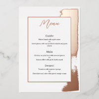 Menu mariage moderne avec feuille peinte