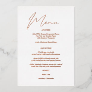 Invitation En Aluminium Menu Moderne Chic Foil & Blanc