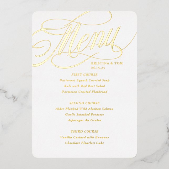 Invitation En Aluminium Menu si élégant réel (Recto)