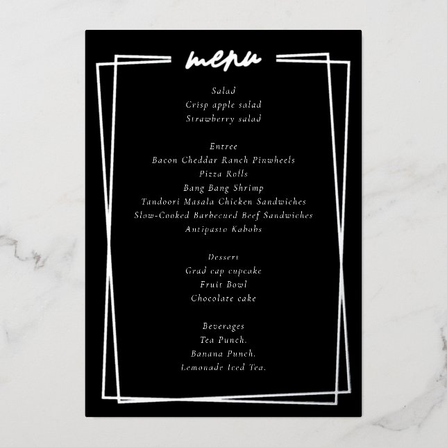 Invitation En Aluminium Menu Simple Black Graduation (Recto)