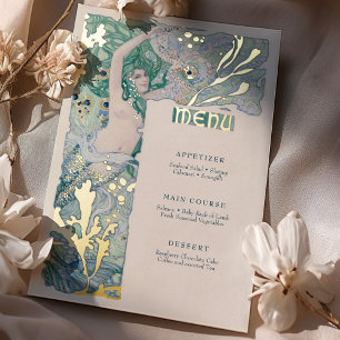 Invitation En Aluminium Menu Vintage Sirène Art Nouveau