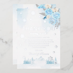Invitation En Aluminium Merci de Baby shower d'hiver Boho Silver Snowflake