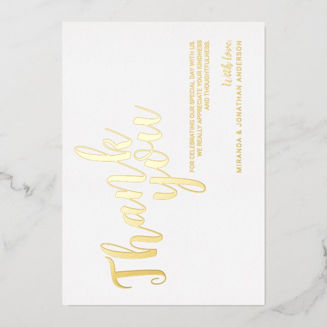 Invitation En Aluminium Merci de mariage élégant (Recto)