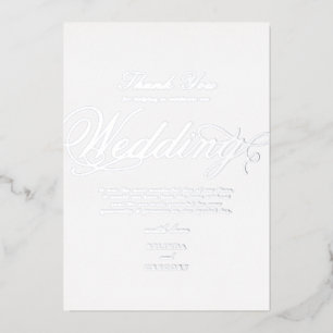 Invitation En Aluminium Merci Mariage blanc véritable à huile d'argent