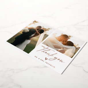 Invitation En Aluminium Merci photo Mariage Boho Script moderne