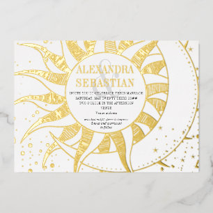 Invitation En Aluminium Midnight Stars Moon Sun Celestin Mariage Argent
