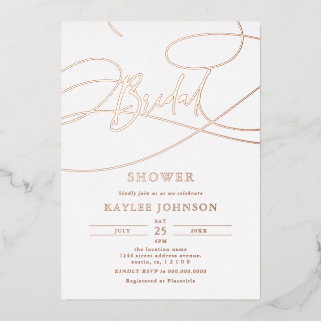 Invitation En Aluminium Mini-moderne design Script "nuptiale" douche (Recto)
