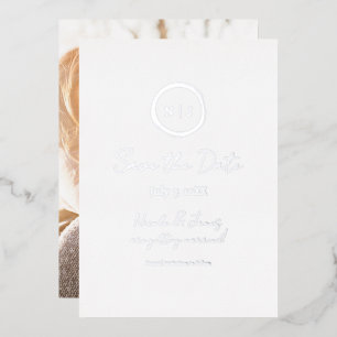 Invitation En Aluminium Minimal Argenté Moderne Glamour Enregistrez la Dat