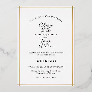 Invitation En Aluminium MInimal Classic Custom Gold Foil