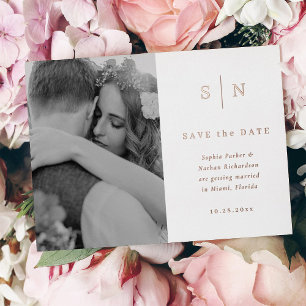 Invitation En Aluminium Minimal et chic   Photo Enregistrer la date Rose G