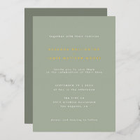 Minimal moderne Sage Vert Mariage Vrai Or