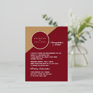 Invitation En Aluminium Minimaliste Bourgogne & Géométrique Chameau