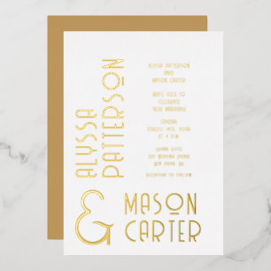 Invitation En Aluminium Minimaliste Elegant Gold Mariage moderne