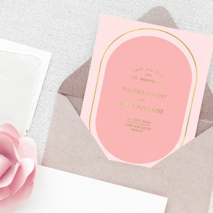 Invitation En Aluminium Minimaliste et Moderne Rose et Or Save The Date