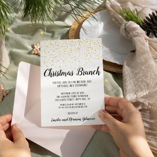 Invitation En Aluminium Minimaliste moderne Brunch de Noël Or