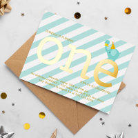Mint et Faux Gold Foil Eléphane fête d'anniversair