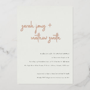 Invitation En Aluminium Minuscule Noir Blanc Script Couples Douche