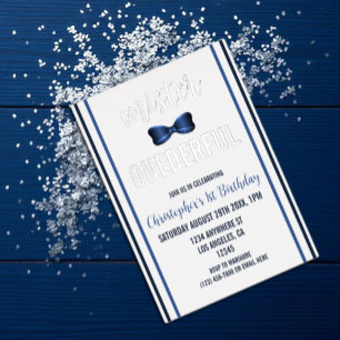 Invitation En Aluminium Mister Onederful nœud papillon 1er anniversaire